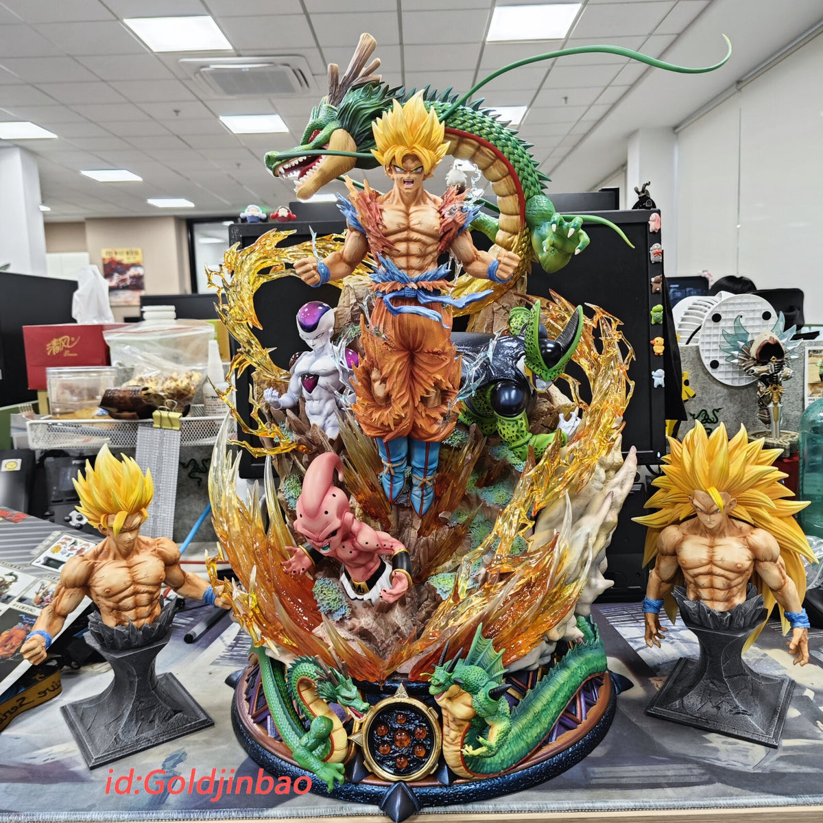 HuBen Studio 1/6 Dragon Ball Z Goku Cell Frieza Model Shenron Statue