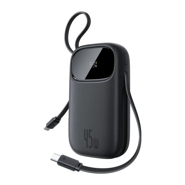 Baseus - Os-Baseus Enerfill Fc31 Digital Display Power Bank With 2 Built-In Usb-C Cables 10000Mah 45W Cosmic Black