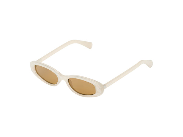 Komono Emery Oval Sunglasses in Alabaster White, Brown Cat 2 UV400 Lenses