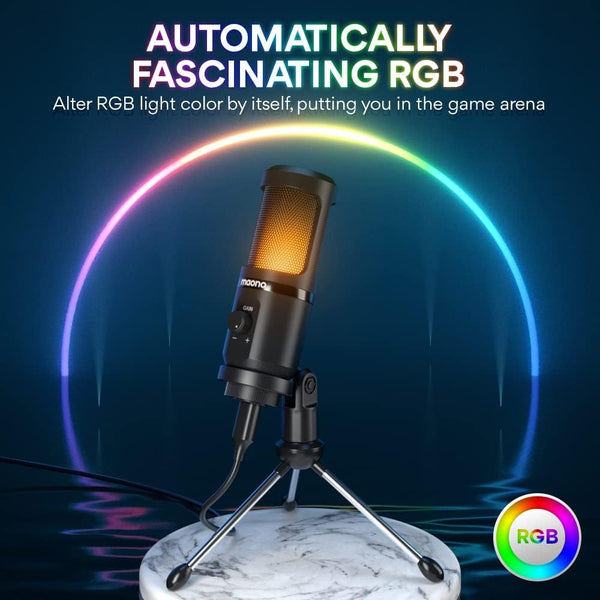MAONO AU-PM461TR RGB USB Gaming Microphone with Mic Gain - Black