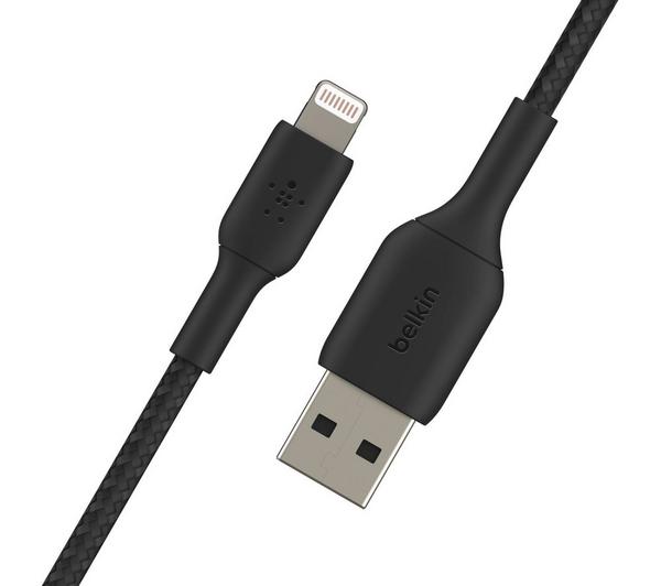 Belkin Braided Lightning to USB-A Cable 1M - Charge Sync Cord - Black