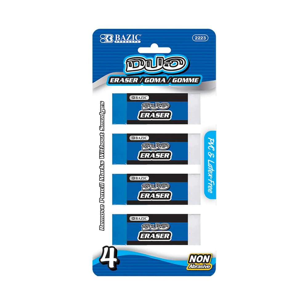 Bazic Two Tone Vinyl Eraser 4 Pack