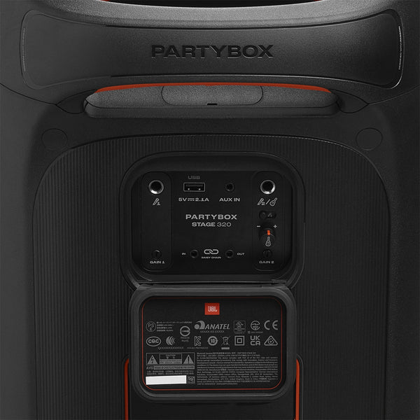JBL PARTYBOX STAGE 320 PORTABLE PARTY SPEAKER & WHEELS - BLACK