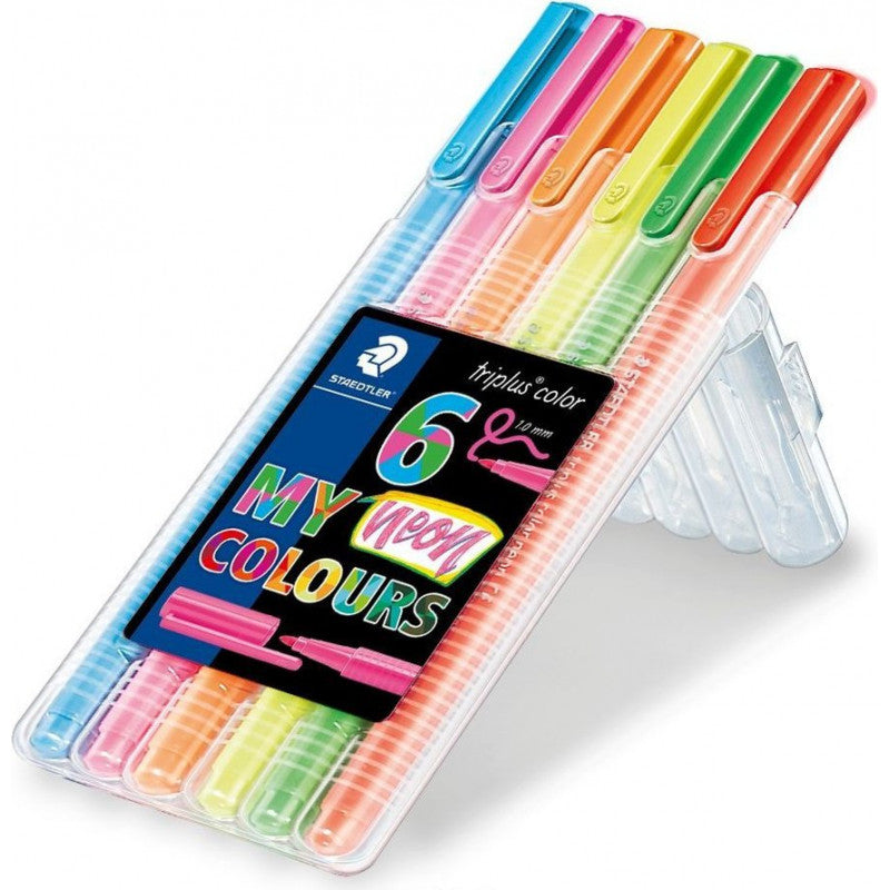 Staedtler Tri Plus Fibre Tip Pens Neon Colors Set Of 6