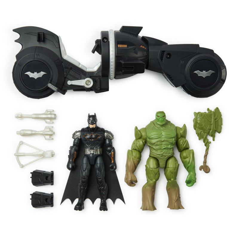 Dc Batman Batcycle W/Two 4 Inch Figs