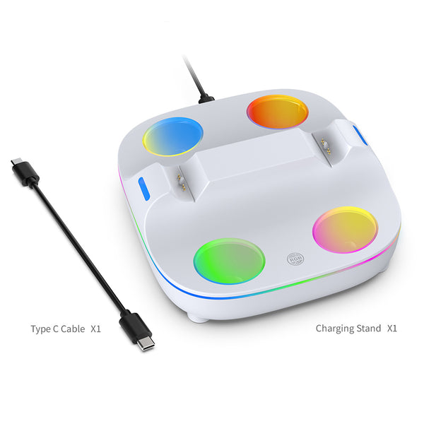 دوبي - TP5-35115 قاعدة شحن مزدوجة لجهازي PS5 DualSense وDualSense Edge، إضاءة RGB، أبيض