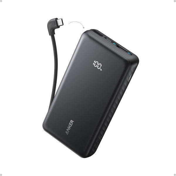 Anker Zolo Power Bank (20K, 22.5W, Built-In USB-C Cable Black