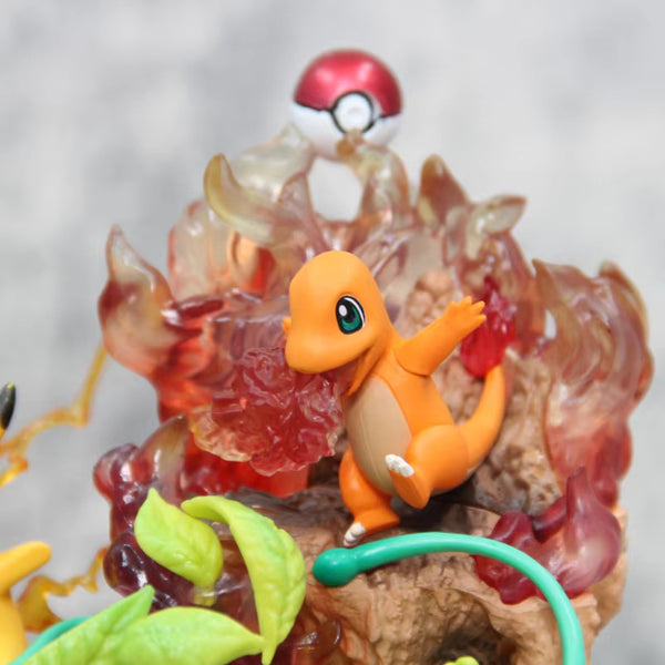 26Cm Anime Pokemon Pikachu Charmander Bulbasaur Squirtle With Led Light Statue