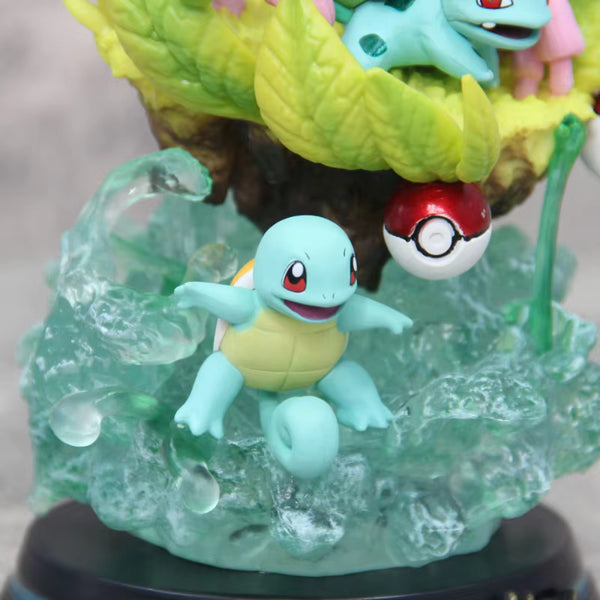 26Cm Anime Pokemon Pikachu Charmander Bulbasaur Squirtle With Led Light Statue