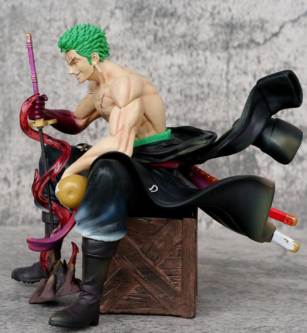 One Piece Roronoa Zoro Sitting Pose Interchangeable Head Movable Figure Dominant