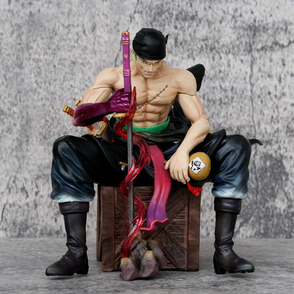 One Piece Roronoa Zoro Sitting Pose Interchangeable Head Movable Figure Dominant