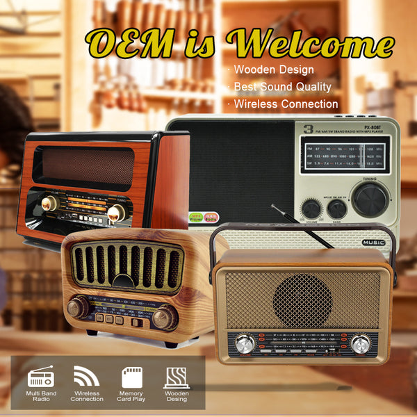 Anbernic - Raiseng Retro AM FM SW Radio 3 Band Portable Radio Rechargeable Home Audio Speaker