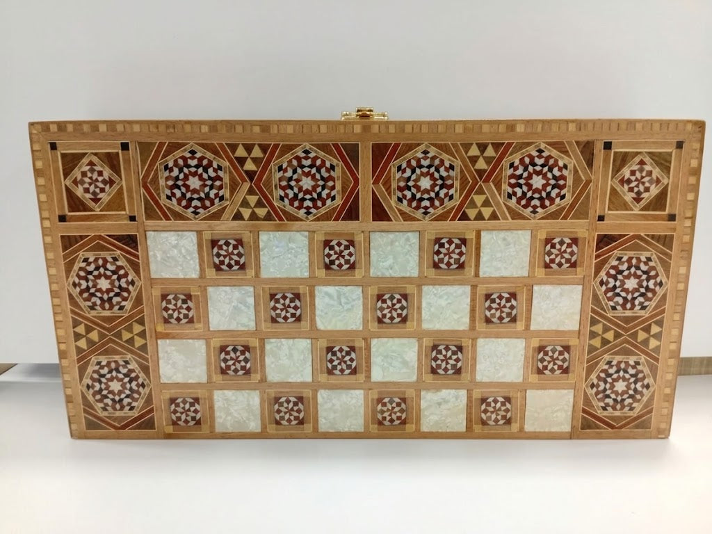 Antique Style Arabic Handmade Damascus Backgammon Made of Beech Wood