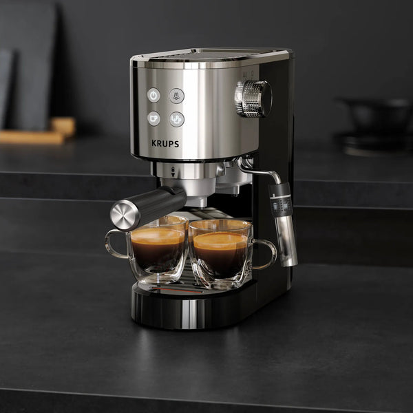 KRUPS Virtuoso XP444C10, Espresso Machine, 1 L, Ground Coffee, 1350 W, Stainless Steel STEAM & PUMP