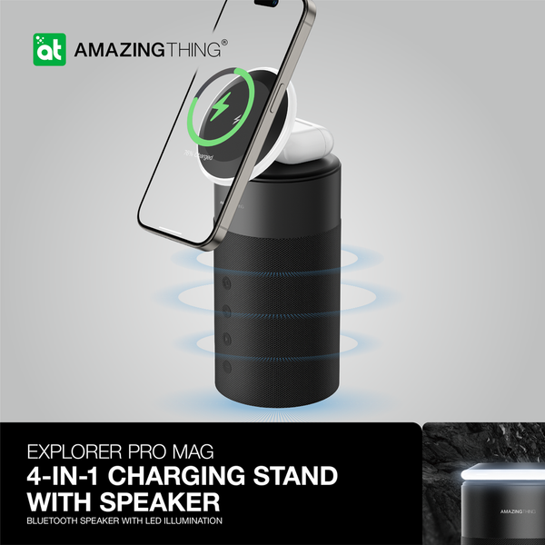 AT EXPLORER PRO MAG 4IN1 CHARGING STAND WITH SPEAKER - BLACK