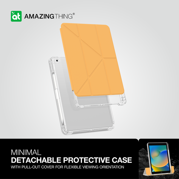 Amazingthing Minimal Case iPad 10.2 Orange - Clear Back Stand Cover