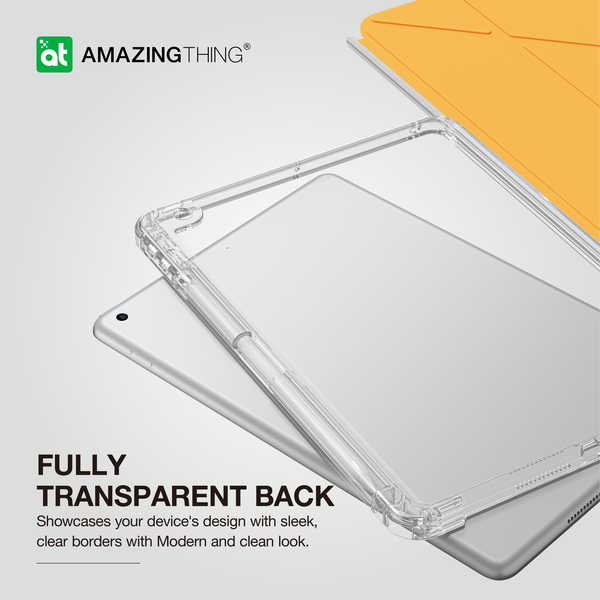 Amazingthing Minimal Case iPad 10.2 Orange - Clear Back Stand Cover