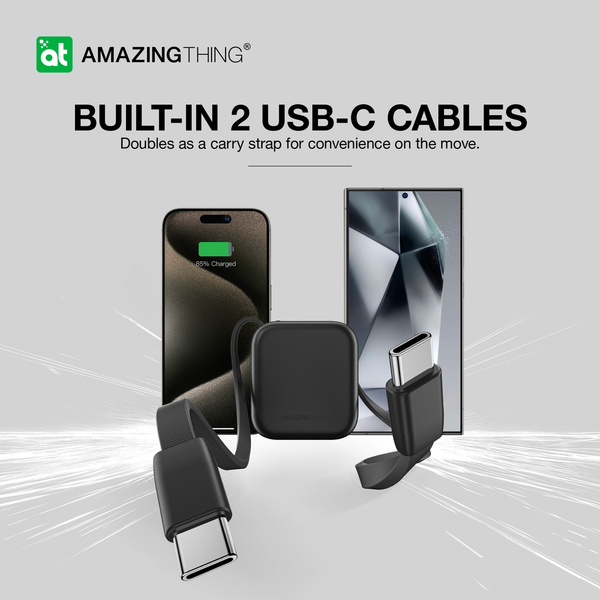 Amazingthing Thunder Go 10000mAh Power Bank - 2 Built In USB-C Cables