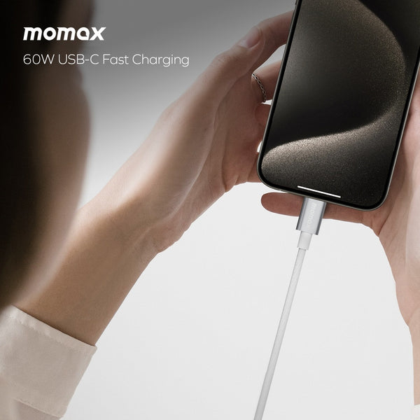 MOMAX ELITE 60W USB-C TO USB-C CABLE 0.5M - WHITE