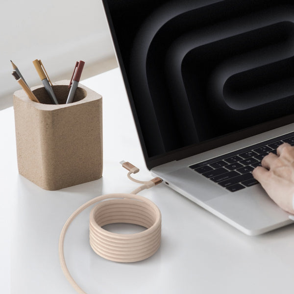 MOMAX MAG LINK USB-C TO C & LIGHTNING MAGNETIC CABLE 2M - DESERT TITANIUM
