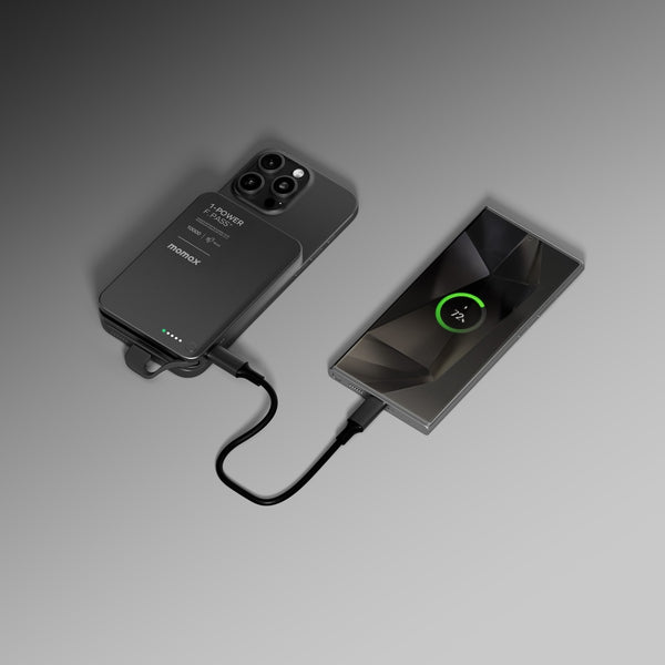 MOMAX 1-POWER F.PASS+ 10000mAh POWER BANK WITH BUILT-IN CABLE & MAGNETIC ATTACHMENT - BLACK