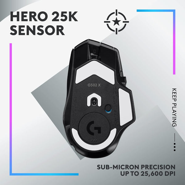 Logitech G502 X PLUS LIGHTSPEED Wireless Optical mouse with LIGHTFORCE hybrid switches, LIGHTSYNC RGB, HERO 25K gaming sensor, compatible with PC - macOS/Windows - Black- NEW Arrival