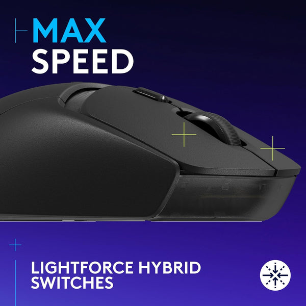 Logitech G309 Lightspeed Wireless Gaming Mouse, Lightweight, LIGHTFORCE Hybrid Switches, Hero 25K Sensor, Buttons, PC & Mac - Black
