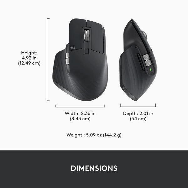 Logitech MX Master 3S Wireless Mouse Ultra-Fast Scrolling, Ergo, 8K DPI, Track on Glass, Quiet Clicks, USB-C, Bluetooth - Graphite - New Arrival