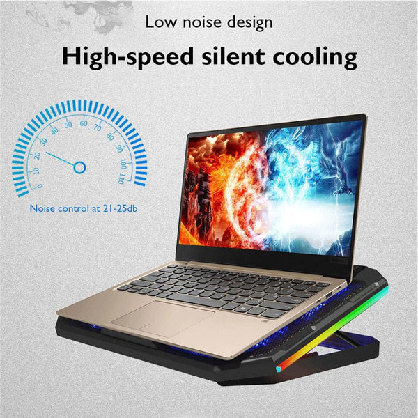 Yl-018 Gaming Laptop Cooling Pad Stand 5X Blue Led Fans RGB Side Lights