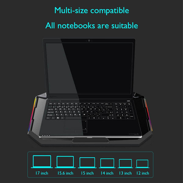 Yl-018 Gaming Laptop Cooling Pad Stand 5X Blue Led Fans RGB Side Lights