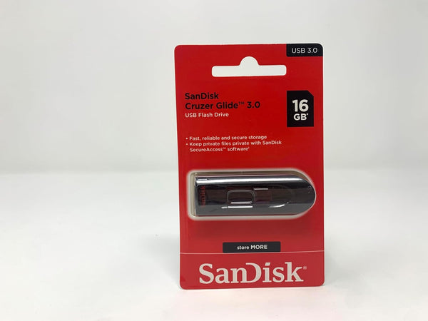 SanDisk Cruzer Glide 3.0 USB Flash Drive 16GB, USB 3.0, Retractable Connector