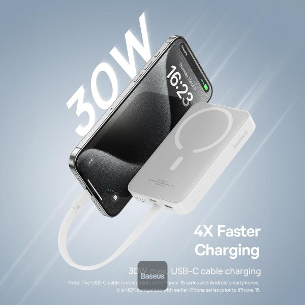 Baseus - Os-Baseus Magnetic Mini Wireless Fast Charge Power Bank Type-C Edition 10000Mah 30W Stellar White