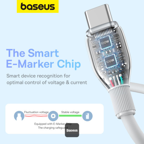 Baseus Pudding Series Fast Charging Cable Type-C To Type- C 100W 2M Stellar White