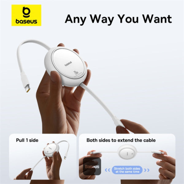Baseus Free2Pull Retractable Charging Cable Usb-C To Ip 20W 1M Moon White