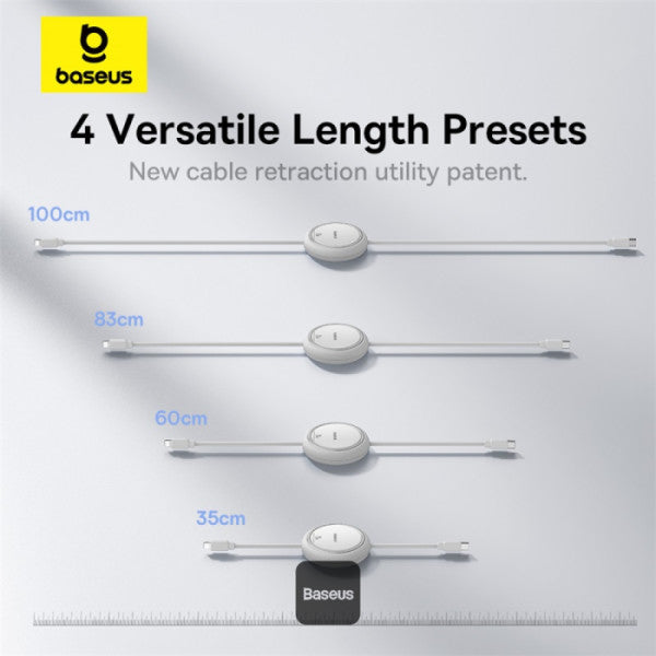 Baseus Free2Pull Retractable Charging Cable Usb-C To Ip 20W 1M Moon White