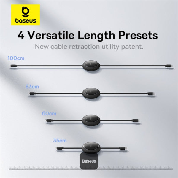 Baseus Free2Pull Retractable Charging Cable Usb-C To Ip 20W 1M Cluster Black
