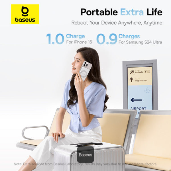 Baseus - Os-Baseus Picogo Qi2 Magnetic Power Bank With Rotatable Stand 5000Mah 20W Moon White