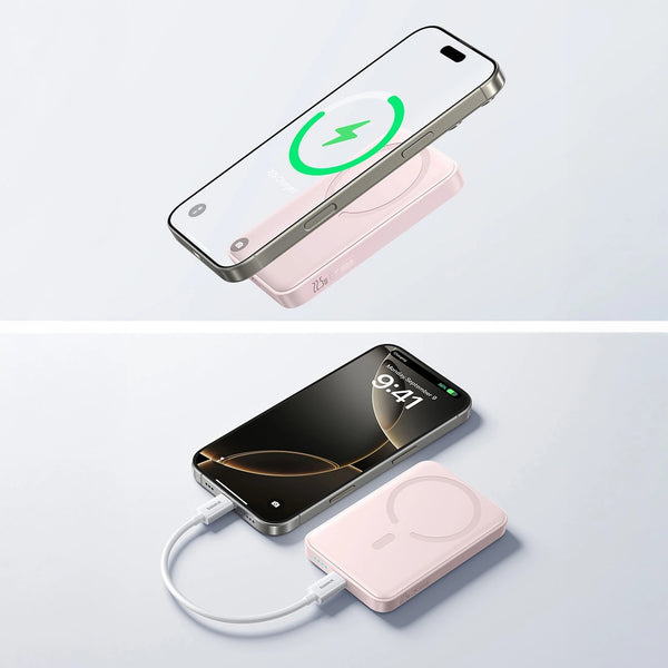 Baseus Enerfill Fm11 Ultra-Mini Magnetic Power Bank 10000Mah 22.5W Baby Pink