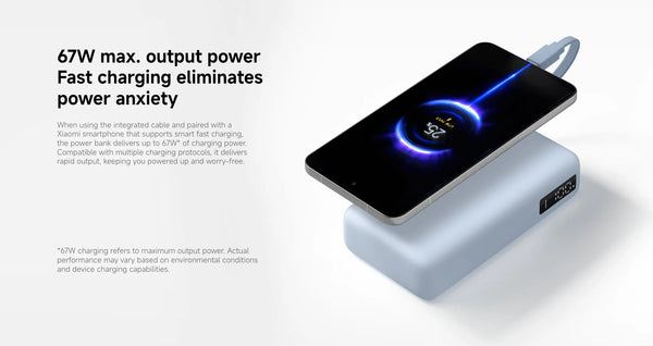 Xiaomi - 67W Power Bank 20000 (Integrated Cable) Tan