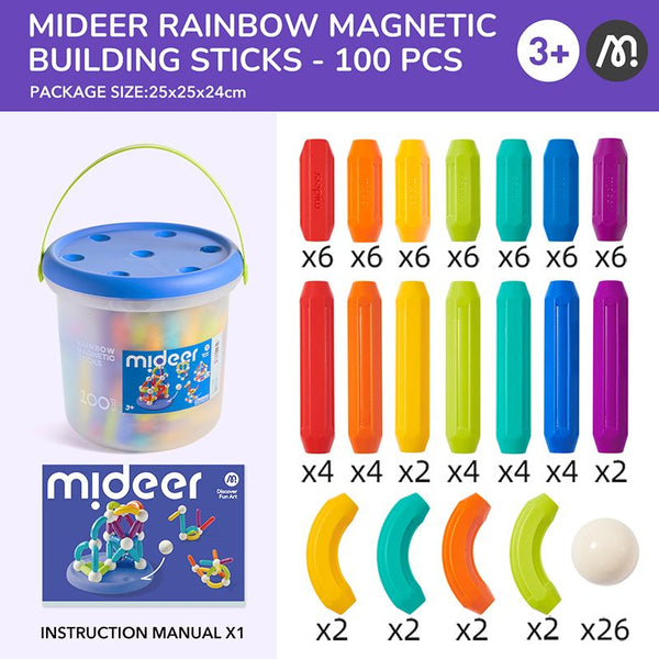 Mideer - Rainbow Magnetic Sticks-100Pcs