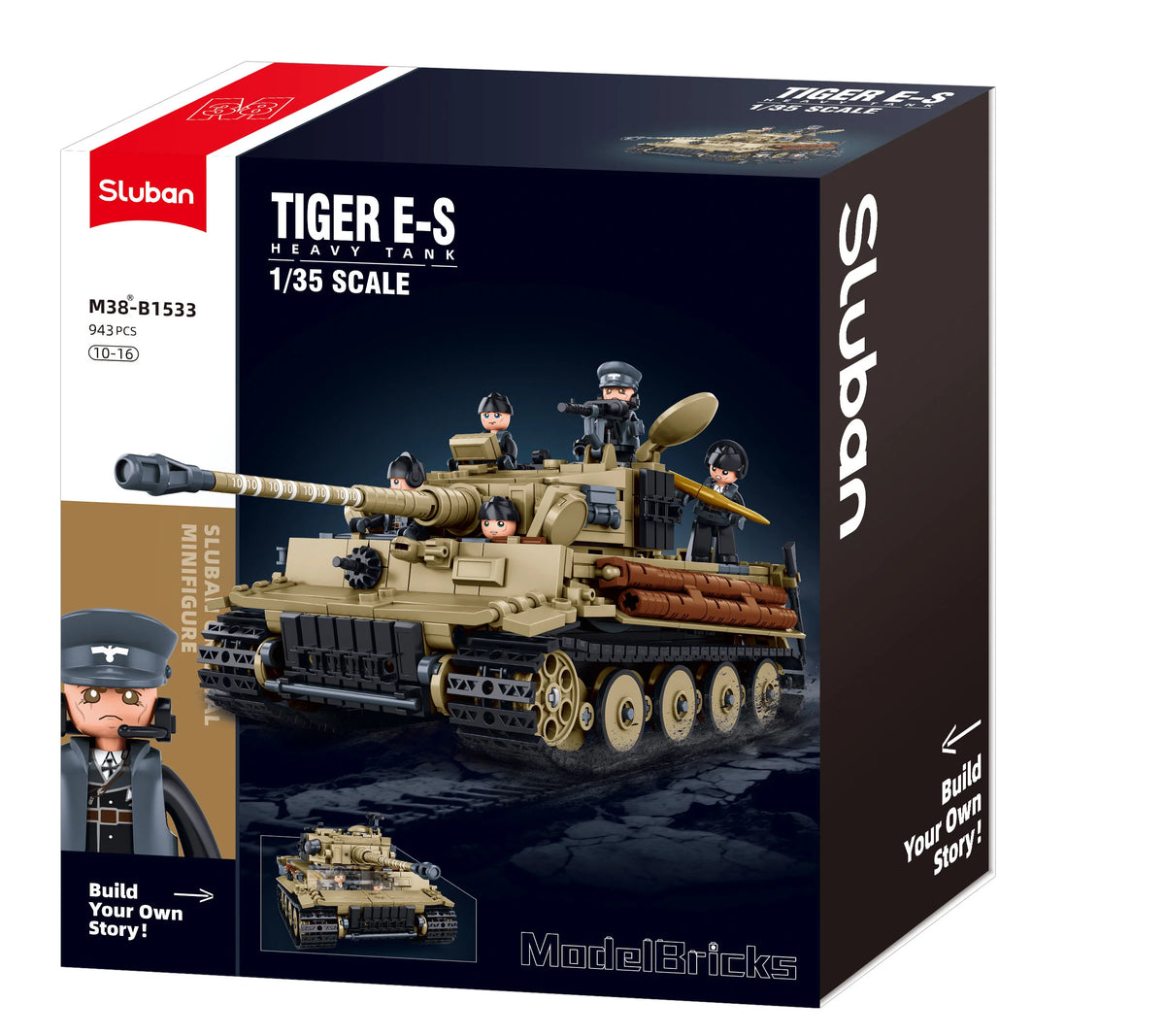 Sluban - Modelbricks Tiger Tank Scale 1/35 941 Pcs
