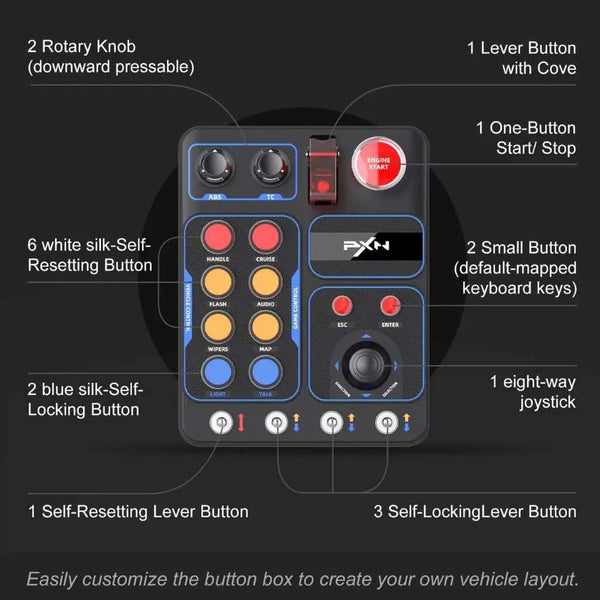 PXN - CB1 RGB Programmable Control Panel For PC Sims - Black