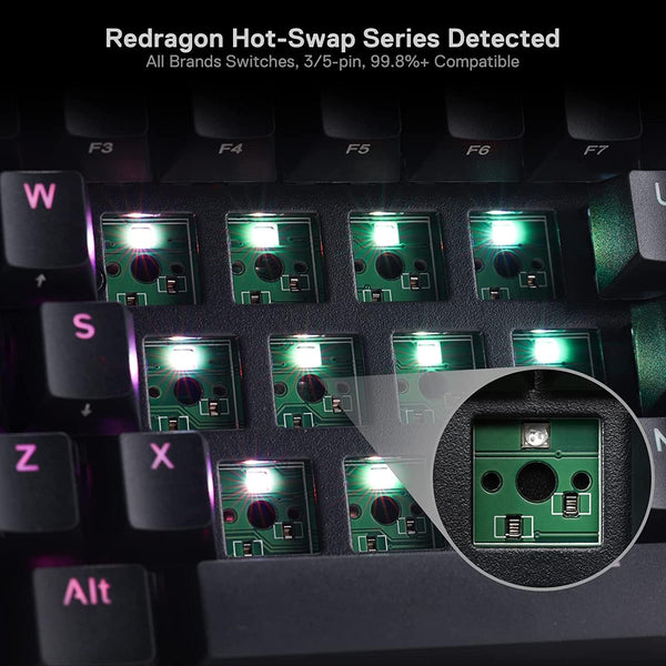 Redragon Draconic 60% Compact Wireless Keyboard,brown Switch