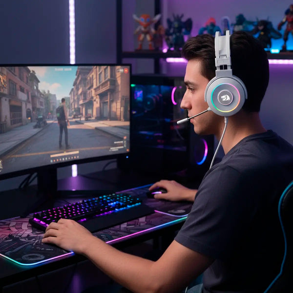 Redragon LAMIA 2 white, USB RGB Gaming Headset w/stand