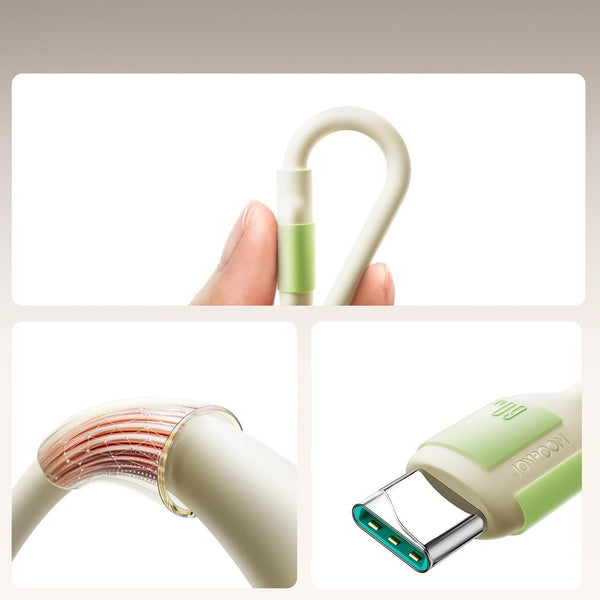 Joyroom - 30W self luminous Liquid Silicone Fast Charging Cable (Type-C to Type-C ) 1.2m - Beige