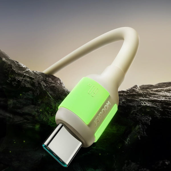 Joyroom - 30W self luminous Liquid Silicone Fast Charging Cable (Type-C to Type-C ) 1.2m - Beige