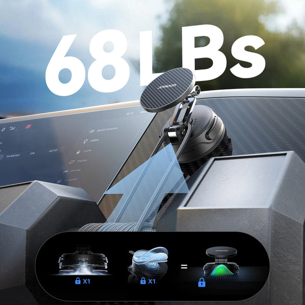 Joyroom - Gel Suction Cup MagSafe Foldable Car Phone Mount - Gunmetal Black