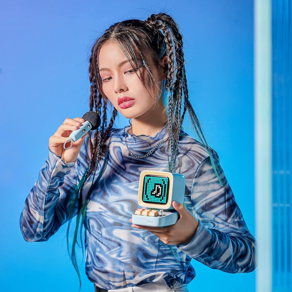 Divoom DitooMic Bluetooth Speaker Microphone Karaoke Function - Blue