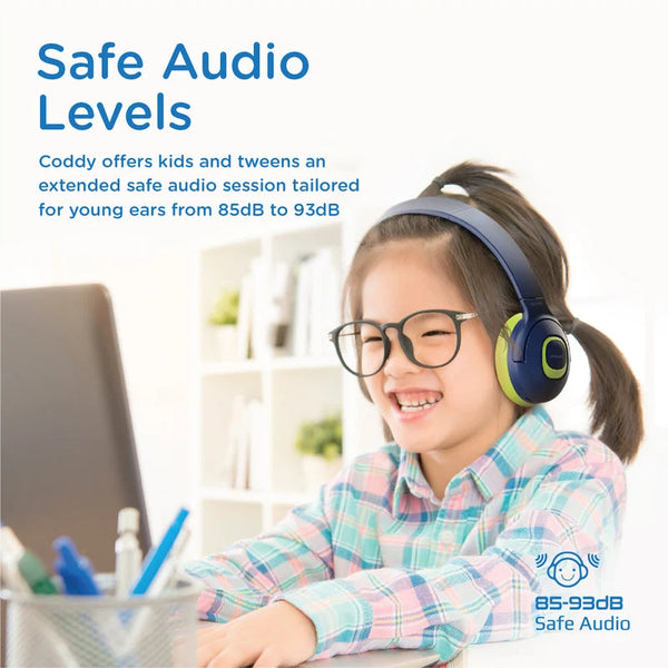 Promate Coddy Hi-Definition Safe Audio Wireless Headphone kids - Emerald