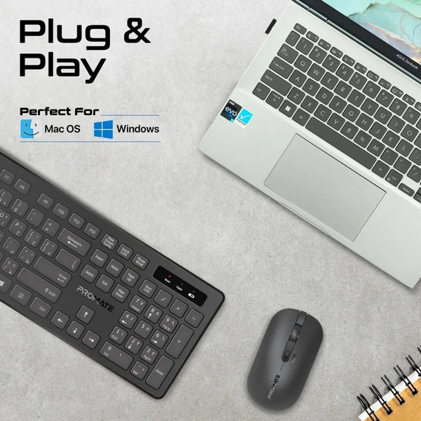 Promate Procombo-13 Wireless Keyboard And Mouse Combo, ENG/AR